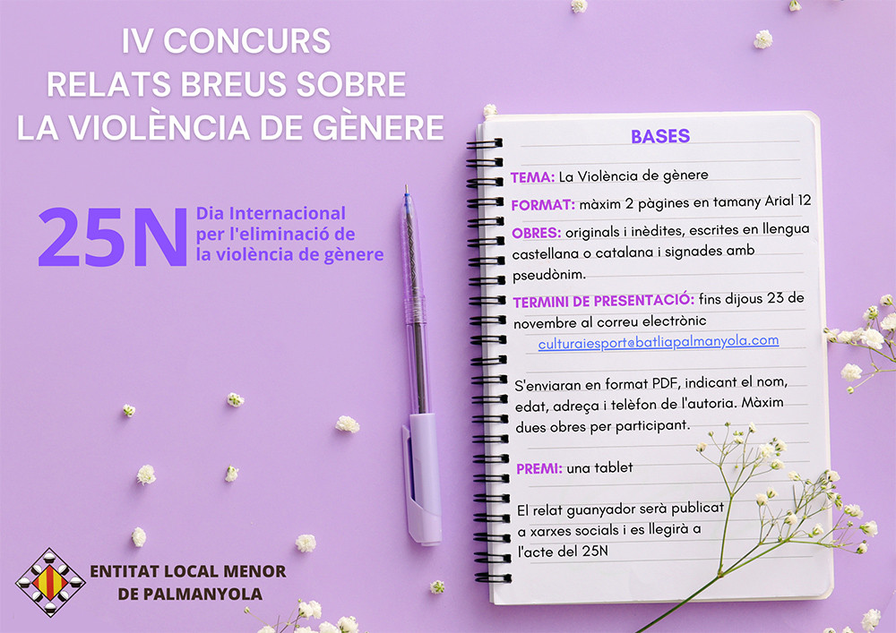 IV CONCURS DE RELATS BREUS CONTRA LA VIOLÈNCIA DE GÈNERE - 25N